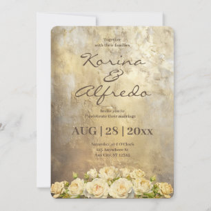 Golden Paint Wedding Invitation 