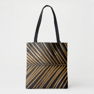 Golden painted date palm leaf closeup on abstract  tote bag
