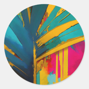 Golden Palm – Abstract Tropical Energy Classic Round Sticker