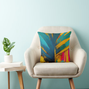 Golden Palm – Abstract Tropical Energy Cushion