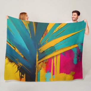 Golden Palm – Abstract Tropical Energy Fleece Blanket