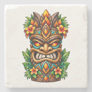 Golden Palm Crown Tiki Stone Coaster