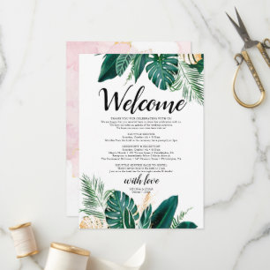 Golden Palm Invitation welcome letter Wedding invi