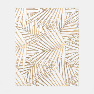 Golden palm leaves: art deco. fleece blanket