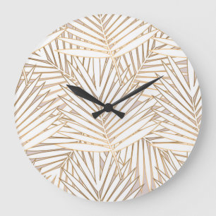 Golden palm leaves: art deco. large clock