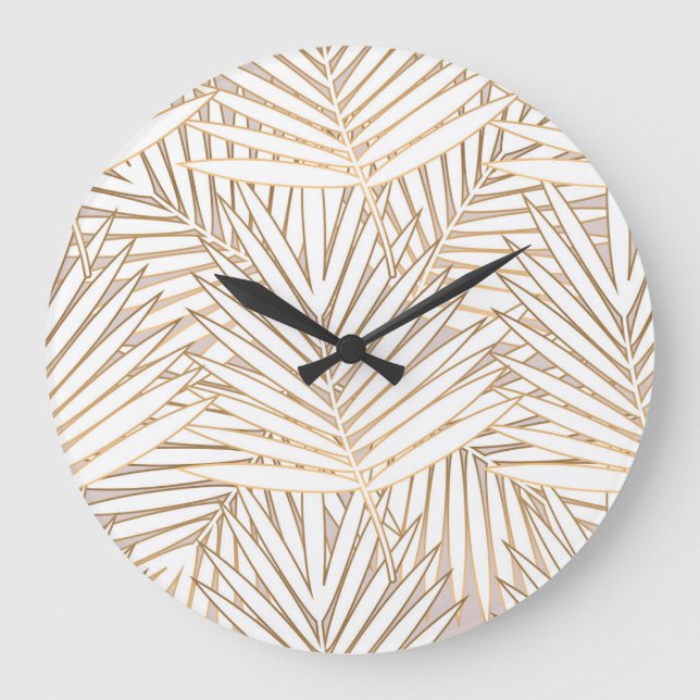 Golden palm leaves: art deco. large clock (Front)