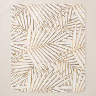 Golden palm leaves: art deco. sherpa blanket