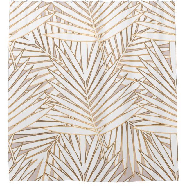 Golden palm leaves: art deco. shower curtain (Front)