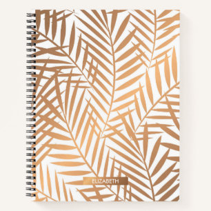 Golden Palm Tree Leaf Pattern Notebook