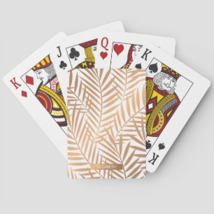 Golden Palm Tree Leaf Pattern Playing Cards