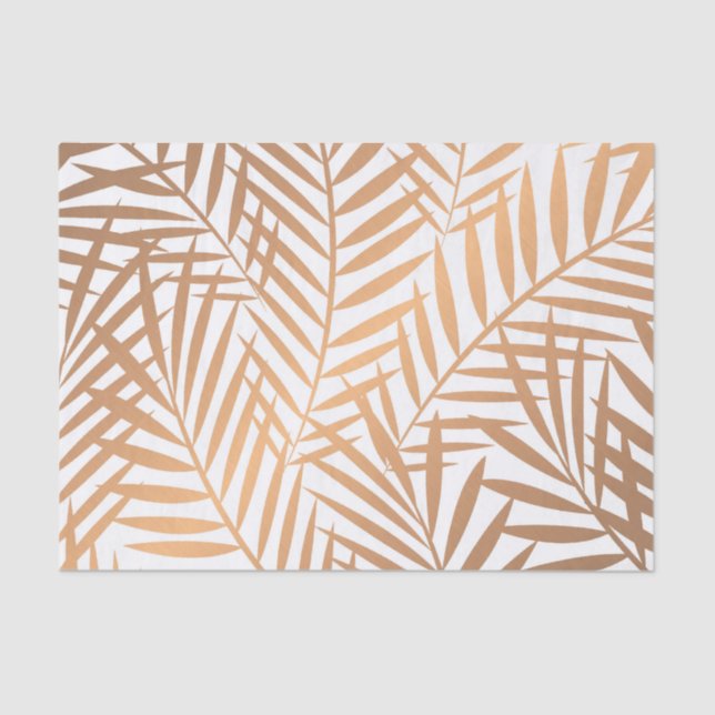 Golden Palm Tree Leaf Pattern Tissue Paper (Front)