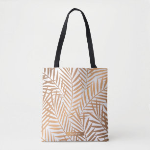 Golden Palm Tree Leaf Pattern Tote Bag