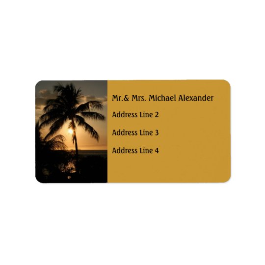 Golden Palm Tree Sunset Address Label