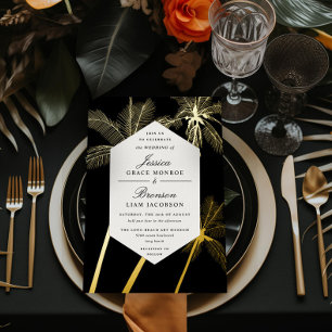 golden palm trees sophisticated tropical wedding