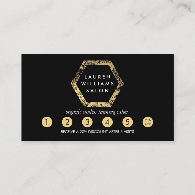 Golden Palms Spray Tanning Logo Black Loyalty Card (Front)