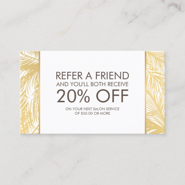 Golden Palms Spray Tanning Logo White Referral Card (Front)