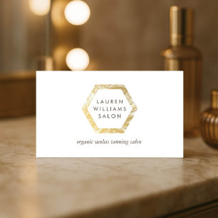 Golden Palms Spray Tanning Salon Logo on White Business Card