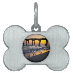 Golden Panama City Beach Sunset Reflection Pet Tag