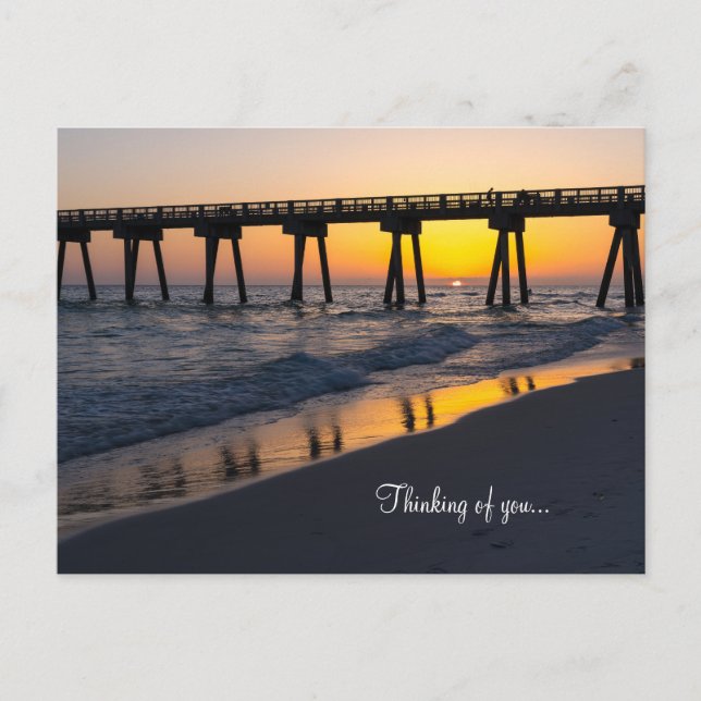 Golden Panama City Beach Sunset Reflections Postcard (Front)