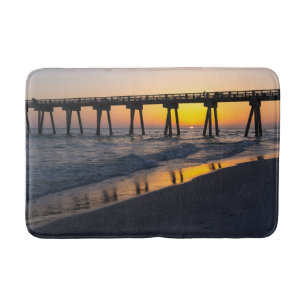 Golden Panama City Sunset Reflection Bath Mat