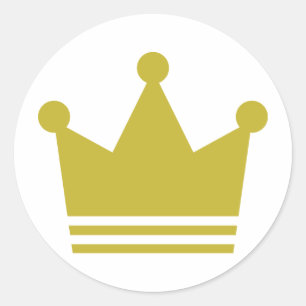 golden party crown icon classic round sticker