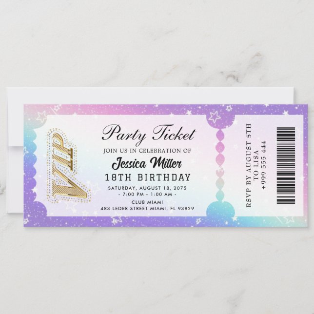 Golden Party Ticket Invitation (Front)
