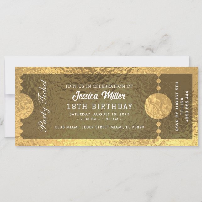 Golden Party Ticket Invitation (Front)