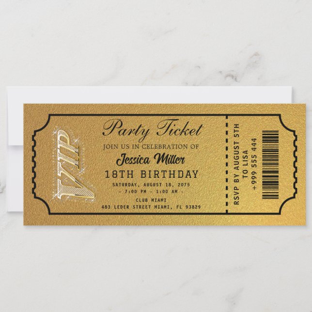Golden Party Ticket Invitation (Front)