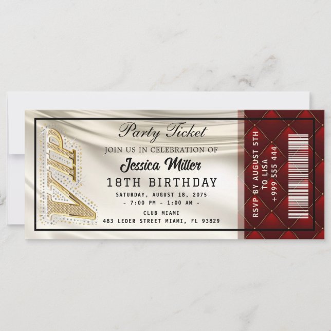 Golden Party Ticket Invitation (Front)