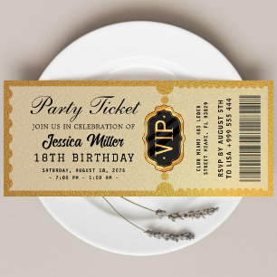 Golden Party Ticket Invitation