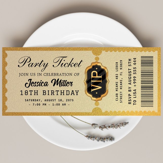 Golden Party Ticket Invitation (Creator Uploaded)
