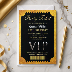 Golden Party Ticket Invitation