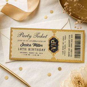 Golden Party Ticket Invitation