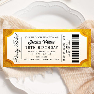 Golden Party Ticket Invitation
