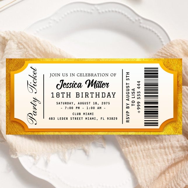 Golden Party Ticket Invitation (Creator Uploaded)