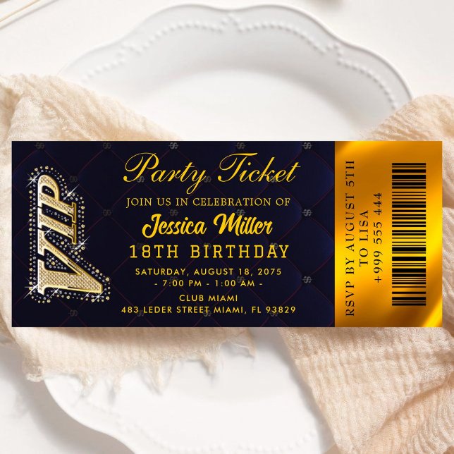 Golden Party Ticket Invitation (Creator Uploaded)