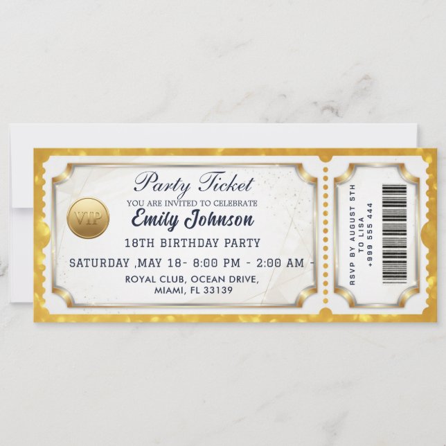 Golden  Party Ticket Invitation  (Front)