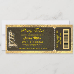 Golden Party Ticket Invitation