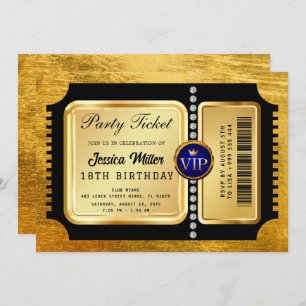 Golden Party Ticket Invitation