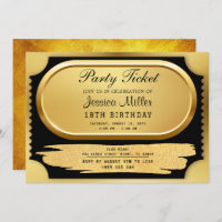Golden Party Ticket Invitation
