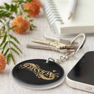 Golden Passion – Luxury Typography Inspirational D Key Ring