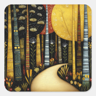 GOLDEN PATH GROVE WHIMSICAL FOREST ART #1 SQUARE STICKER