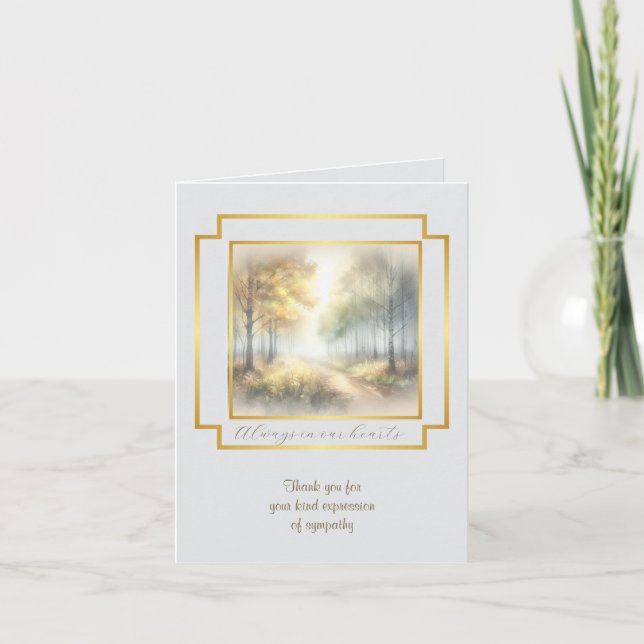Golden Path Sympathy Thank You Folded Note Card (Front)