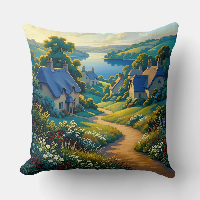 Golden Path to Blue Water Cushion (Front)