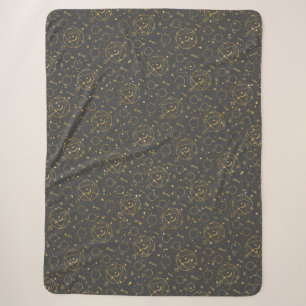 Golden Pattern 02.bw DGrey BG Sherpa Blanket