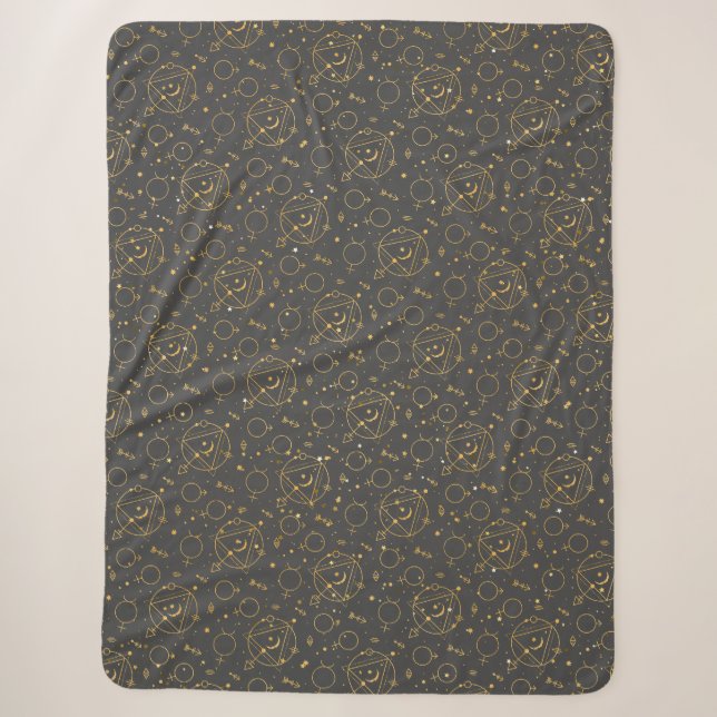 Golden Pattern 02.bw DGrey BG Sherpa Blanket (Front)