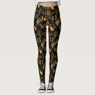 Golden Pattern 03.bw Black BG Leggings