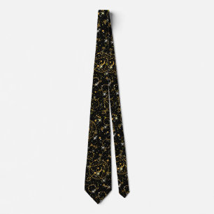 Golden Pattern 05.bw Black BG Tie