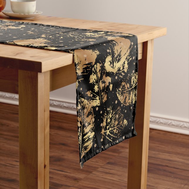 Golden pattern 07 bw black BG Long Table Runner (In Situ)