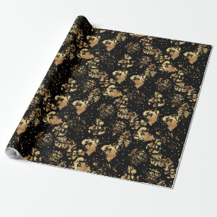 Golden pattern 07 bw black BG Wrapping Paper